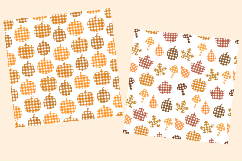 autumn-plaid-print-pattern-leaves-pattern-pumpkin-pattern