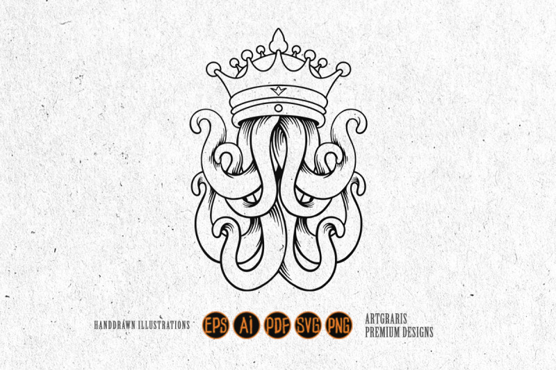 king-octopus-silhouette-logo-svg