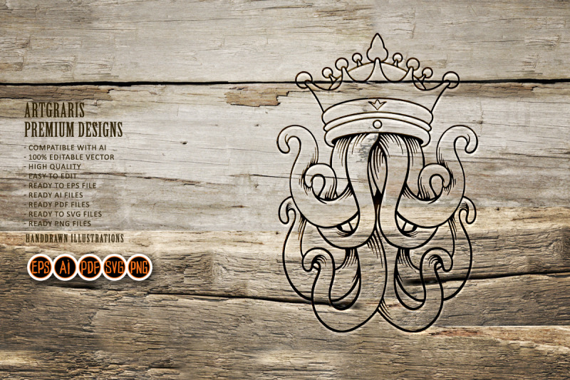 king-octopus-silhouette-logo-svg