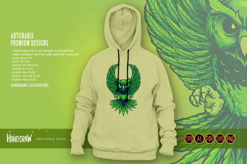 weed-owl-leaf-cannabis-illustrations