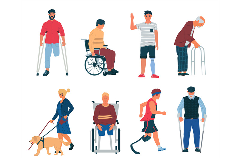 disabled-persons-people-with-disabilities-in-wheelchair-with-cane