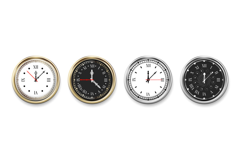 old-clocks-realistic-vintage-chronometers-with-time-faces-antique-di