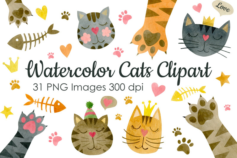 watercolor-faces-cats-clipart