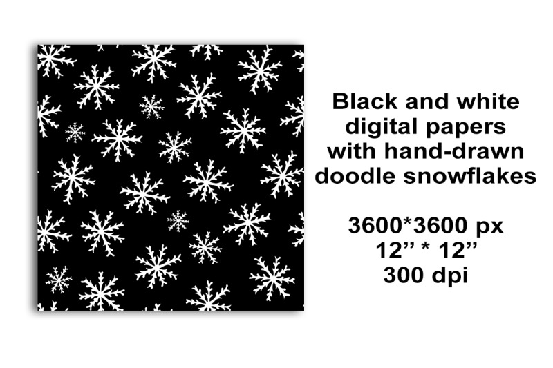 black-and-white-snowflake-digital-paper