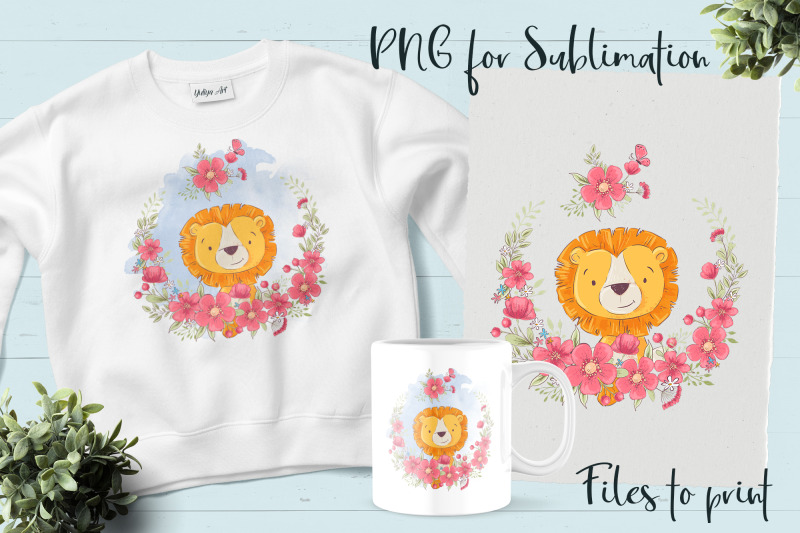 cute-lion-sublimation-design-for-printing