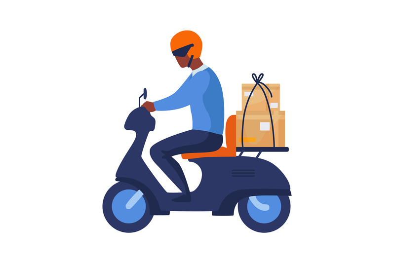 postman-riding-motorbike-city-transport-man-rides-scooter-in-helmet