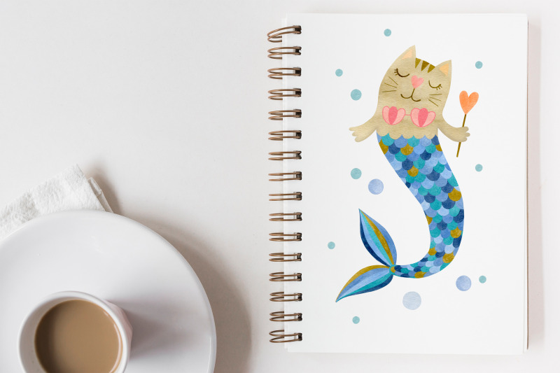 watercolor-mermaid-cats-clipart