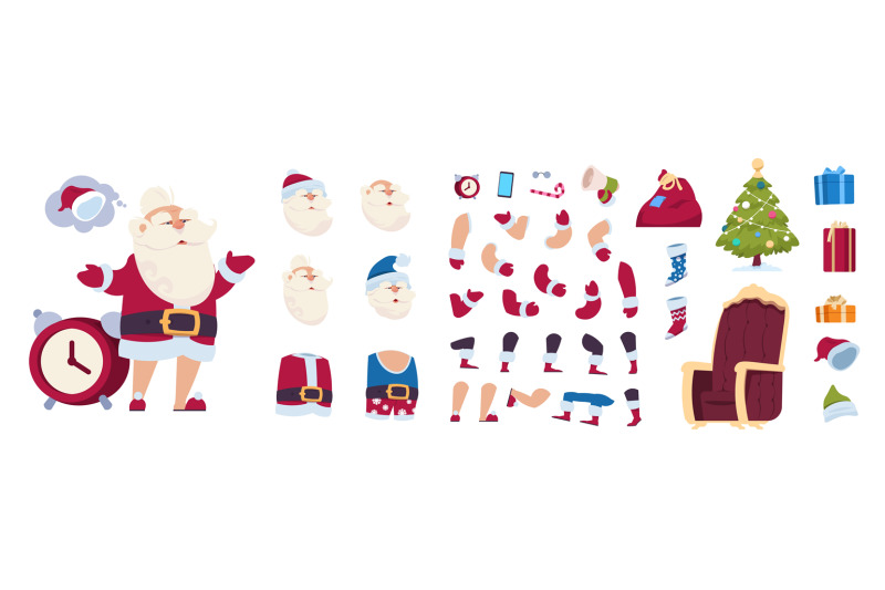 santa-claus-animation-kit-cartoon-new-year-character-constructor-with