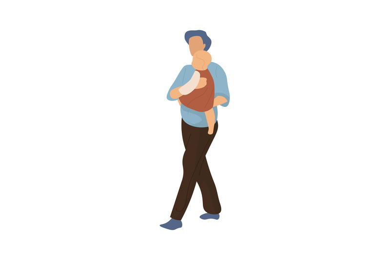 cartoon-family-walking-man-carries-little-child-mother-or-father-wit