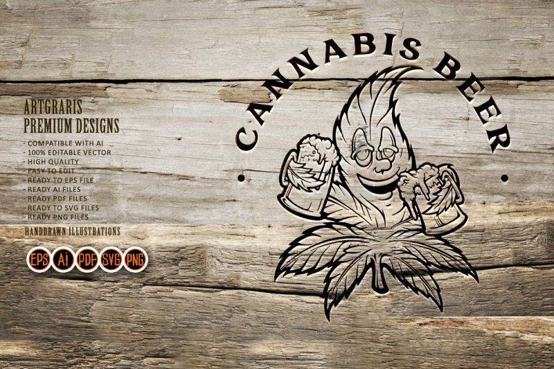 cannabis-leaf-joint-beer-silhouette