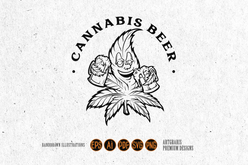 cannabis-leaf-joint-beer-silhouette