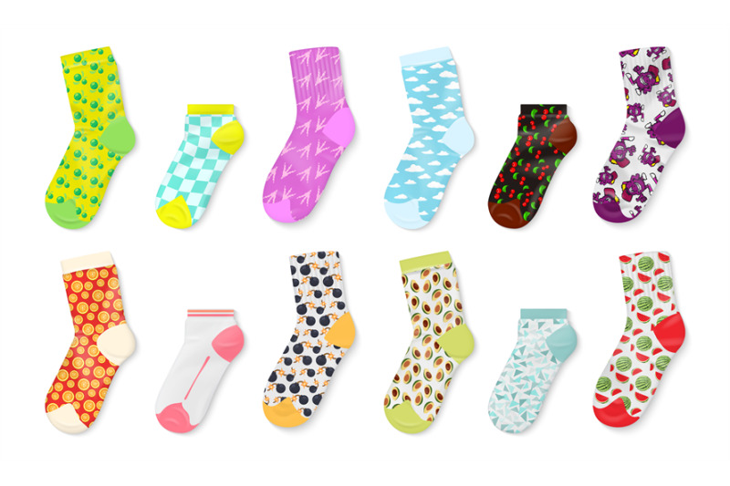 socks-mockup-realistic-colored-templates-of-foot-wear-long-and-short
