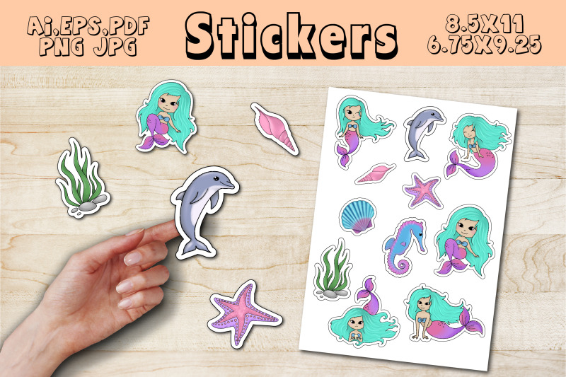 printable-stickers-mermaid-sea-animals-for-goodnotes-cricut