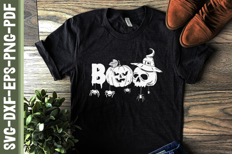 boo-with-spiders-and-witch-hat-halloween