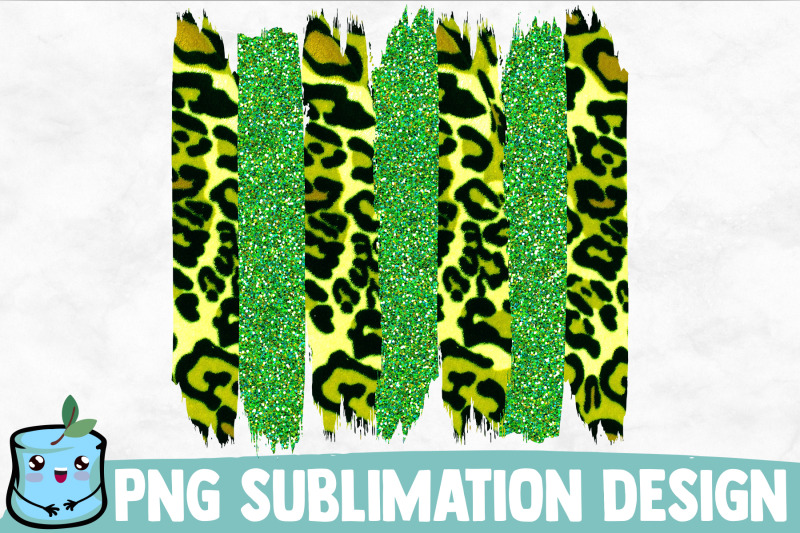 green-glitter-leopard-brush-strokes-sublimation-design