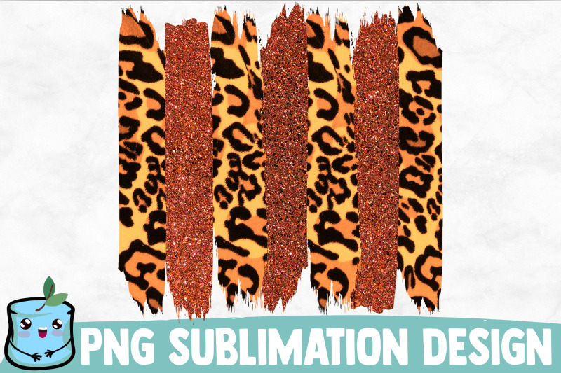 orange-glitter-leopard-brush-strokes-sublimation-design