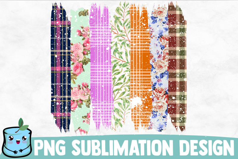 plaid-flowers-brush-strokes-sublimation-design