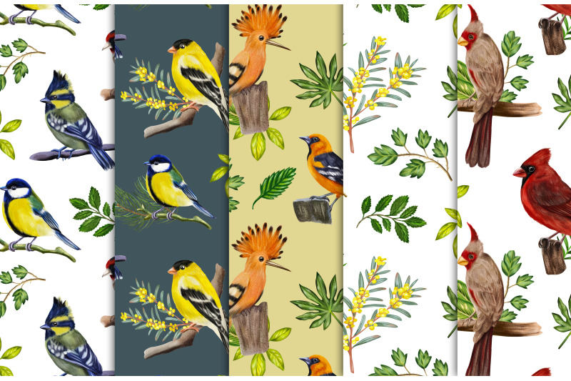 birds-watercolor-digital-paper-bright-tiny-birds-seamless-pattern