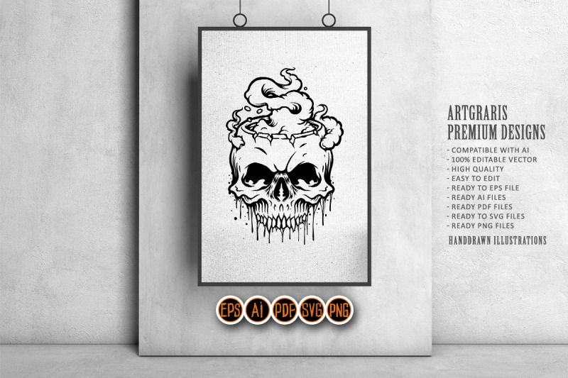 skull-burning-cloud-silhouette-svg