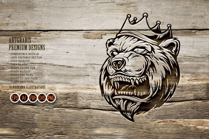 angry-bear-king-logo-extreme-sport-silhouette