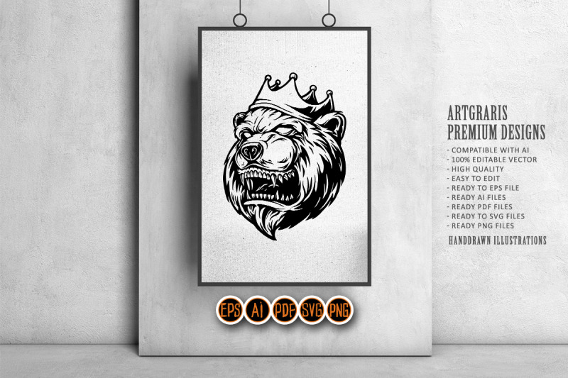 angry-bear-king-logo-extreme-sport-silhouette