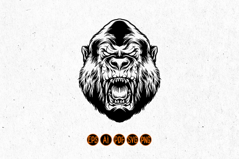 angry-gorilla-head-silhouette-vector