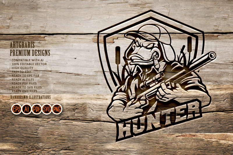 duck-hunter-mascot-badge-silhouette