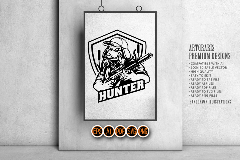 duck-hunter-mascot-badge-silhouette