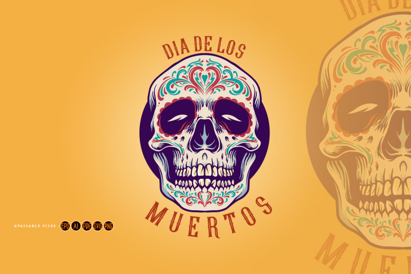 mexican-sugar-skull-dia-de-los-muertos-illustrations