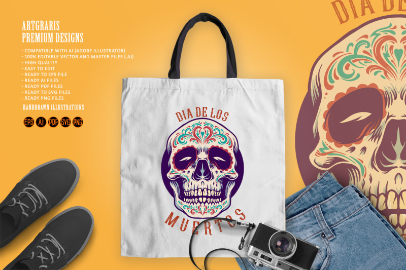 mexican-sugar-skull-dia-de-los-muertos-illustrations