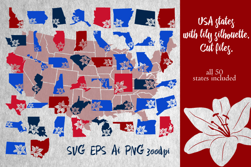 usa-states-with-lily-silhouette-cut-files