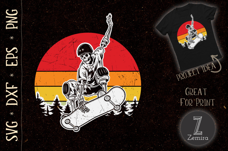 skeleton-vintage-skater-extreme-sports