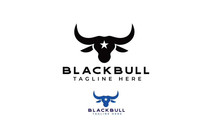 bull-head-silhouette-with-star-logo-design