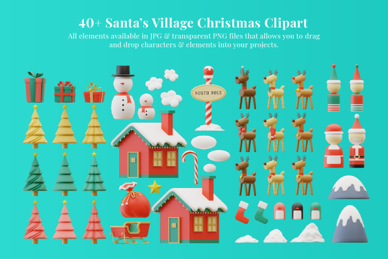 santa-039-s-village-christmas-clipart-collection