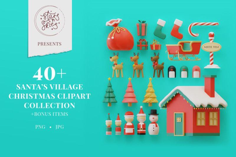 santa-039-s-village-christmas-clipart-collection