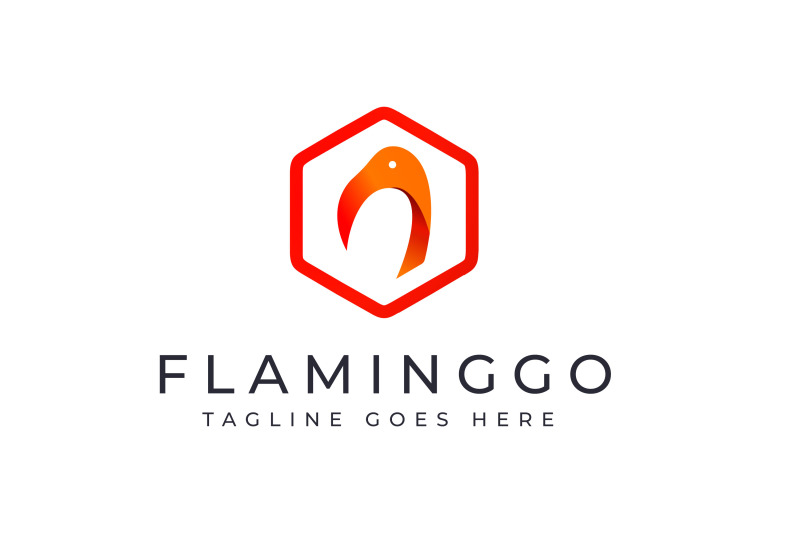 flamingo-head-logo-in-polygon-shape-logo-design-vector