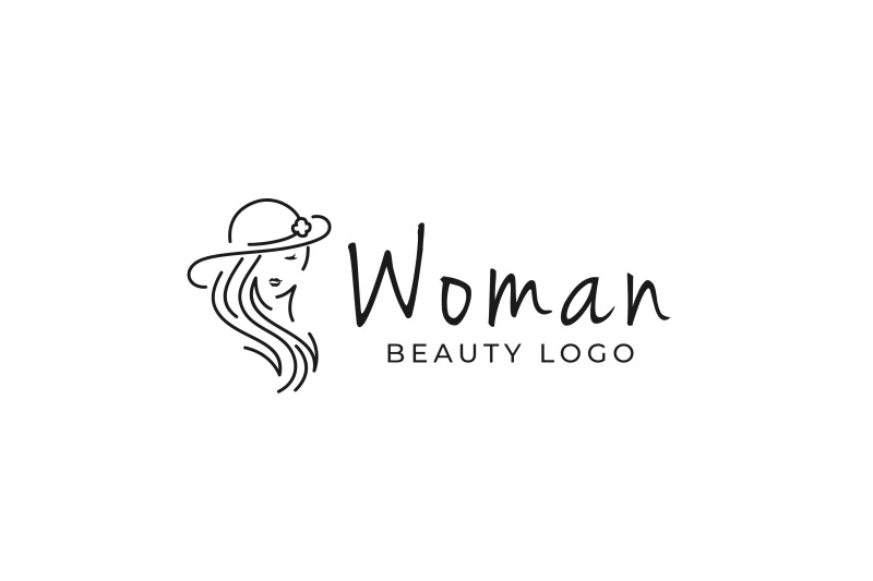 monoline-woman-with-hat-line-art-for-spa-or-fashion-logo-design