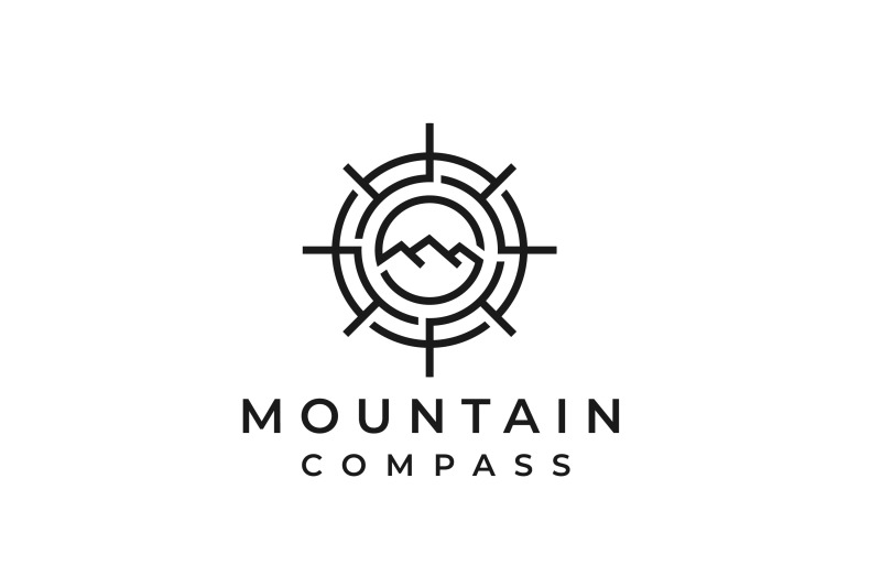 line-art-compass-and-mountain-for-travel-adventure-logo-design-nbsp