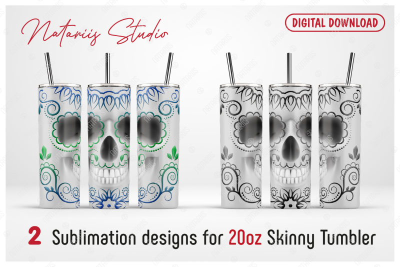 2-elegant-sugar-skulls-sublimation-designs-20oz-skinny-tumbler