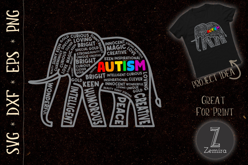 autism-awareness-elephant-typography