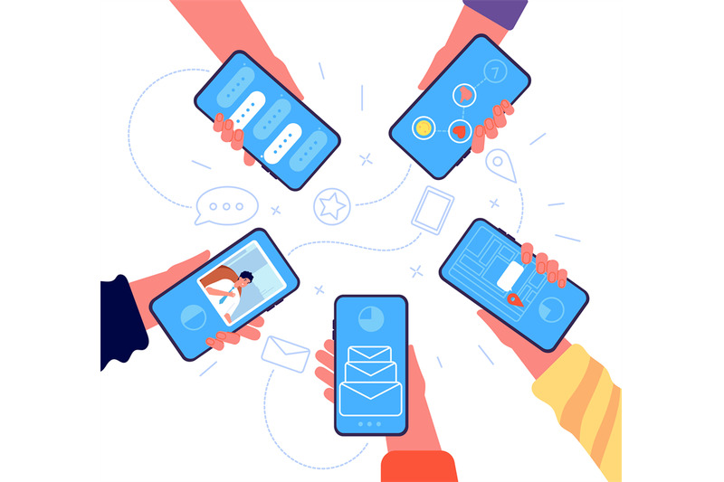 people-group-with-phone-hands-holding-smartphones-online-team-commun