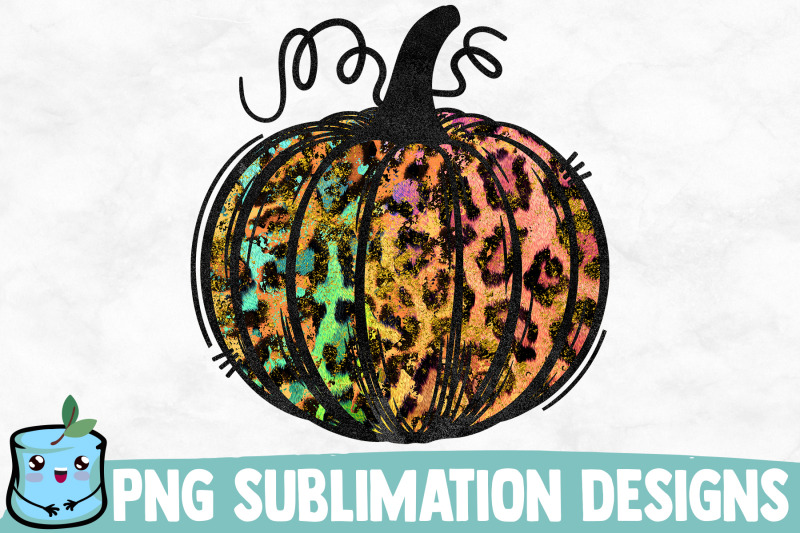 green-orange-leopard-pumpkin-sublimation-design