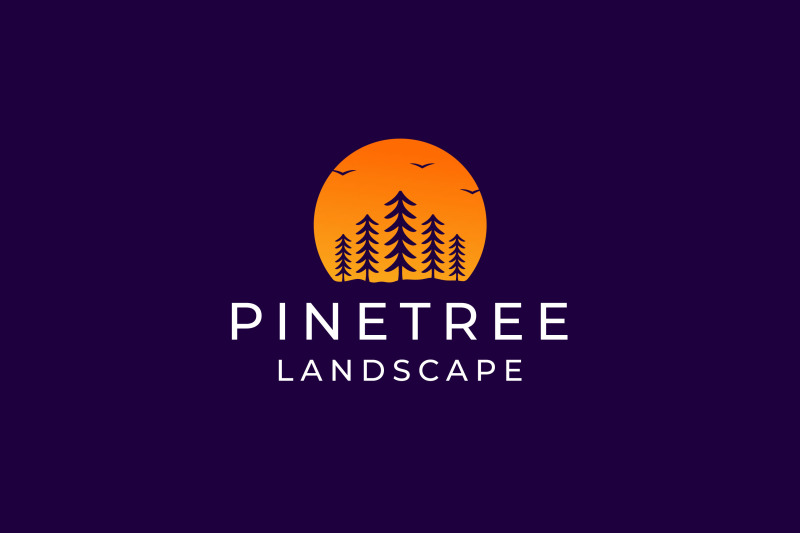 sunset-pine-tree-logo-design