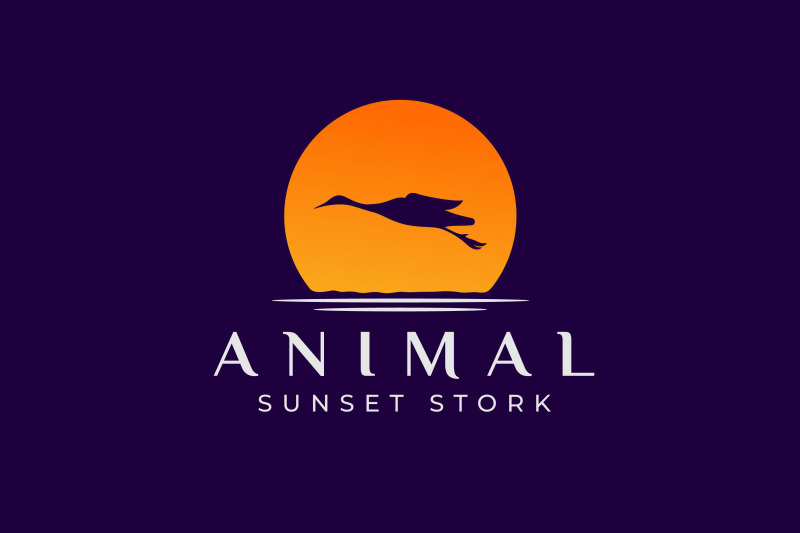 flying-stork-heron-bird-on-river-lake-creek-sunset-logo-design