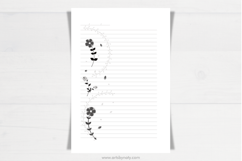 cute-floral-black-and-white-kdp-notebook-interior