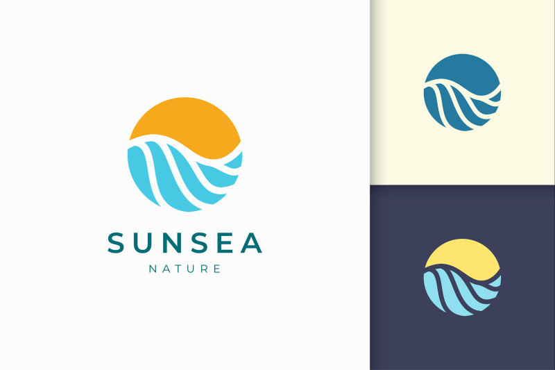 ocean-with-sun-or-surfing-logo-template