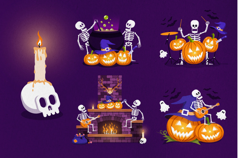 halloween-pumpkins-and-skeletons