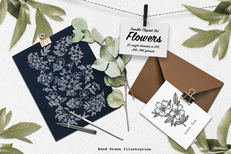 doodle-clipart-set-spring-flowers-vector-line-art-elements
