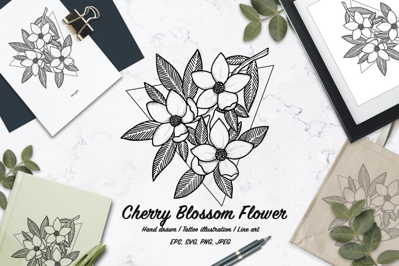 cherry-blossom-flower-line-art-vector-illustration-tattoo-sketch