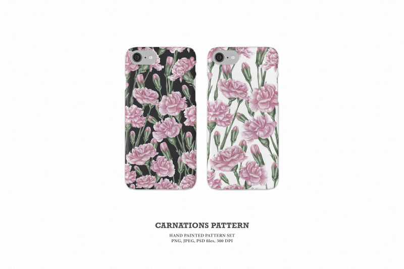 pink-carnations-patterns-hand-painted-pattern-set-png-jpg
